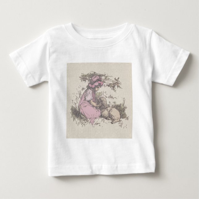 Mary hade ett litet lamm Nursery Rim T-shirt (Framsida)