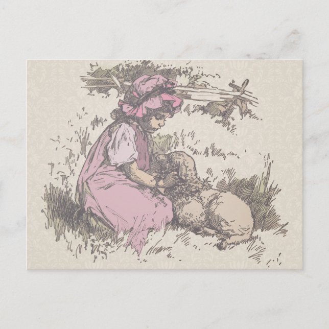 Mary hade ett litet lamm Nursery Rim Vykort (Framsida)