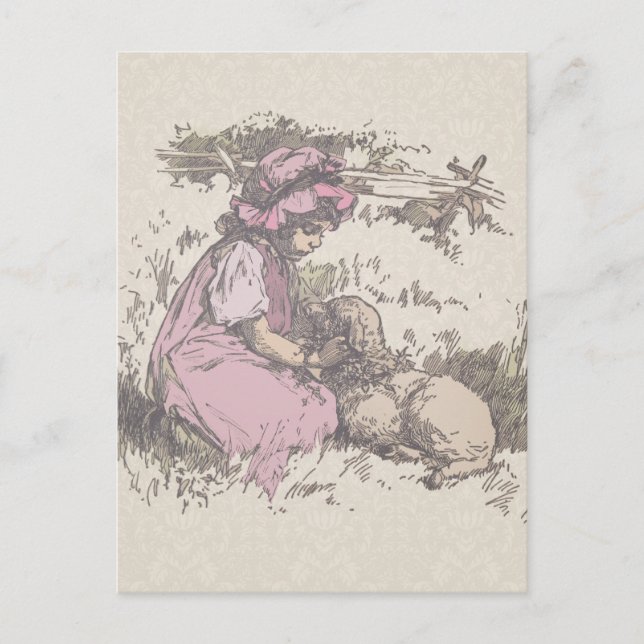 Mary hade ett litet lamm Nursery Rim Vykort (Framsida)