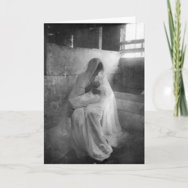 Mary håller Jesus i ett stadigt hälsningskort Helgkort (Framsida)