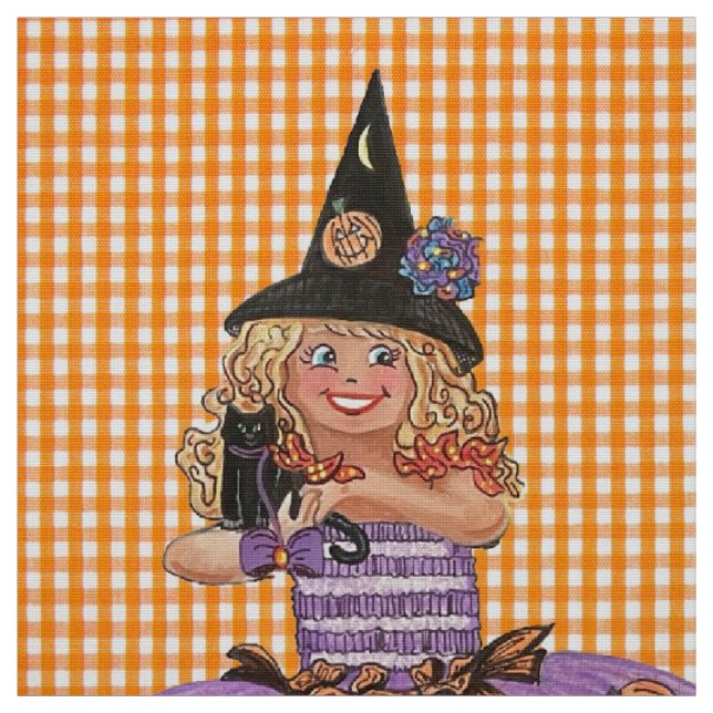 Mary Happy halloween Witch Fabric Tyg (Provkarta)