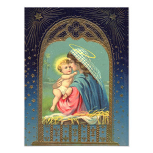 Mary Holding the Baby Jesus Photo Print Fototryck