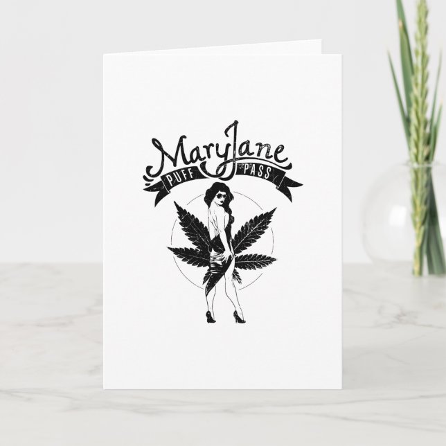 Mary Jane Puff Pass Woman Artwork Black Kort (Framsida)