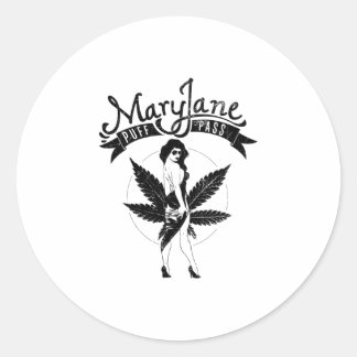 Mary Jane Puff Pass Woman Artwork Black Runt Klistermärke