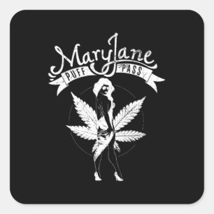 Mary Jane Puff Pass Woman Artwork vit Fyrkantigt Klistermärke