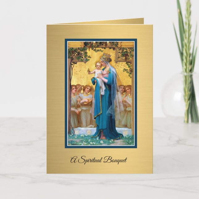 Mary & Jesus Catholik Andlig Bouquet Prayer Kort (Framsida)