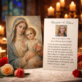 Mary Jesus Funeral Memorial Prayer Holy Card Visitkort