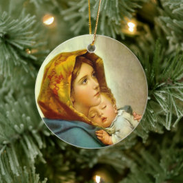 Mary & Jesus katolska kyrkans Religiösa Jul Julgransprydnad Keramik