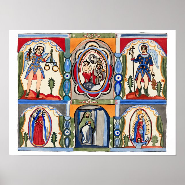 Mary Jesus Kristus Religiösa folk Art Painting Poster (Framsidan)