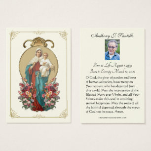 Mary JesusFuneral Prorial Prayer Heliga Card Visitkort