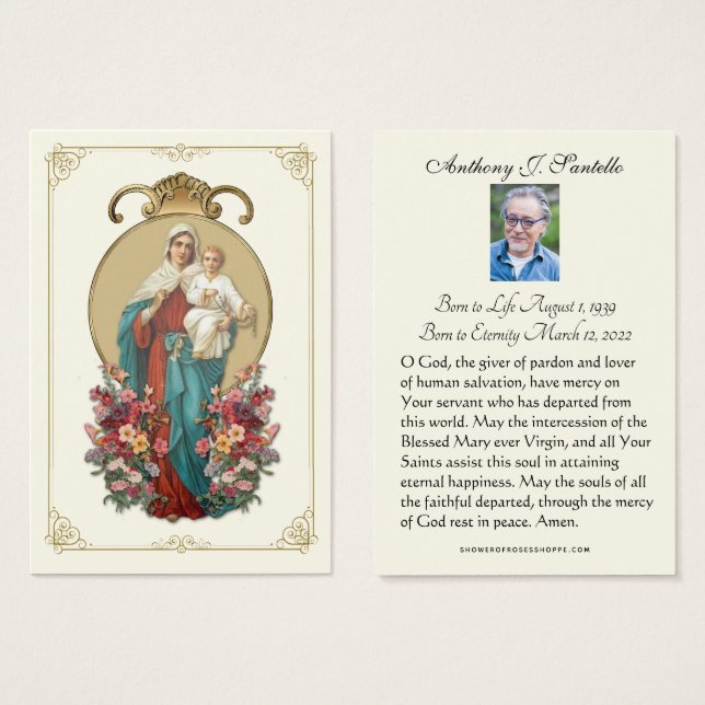 Mary JesusFuneral Prorial Prayer Heliga Card Visitkort (Framsida & baksida)