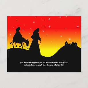 Mary & Joseph, Bible Scripture Verse Vykort