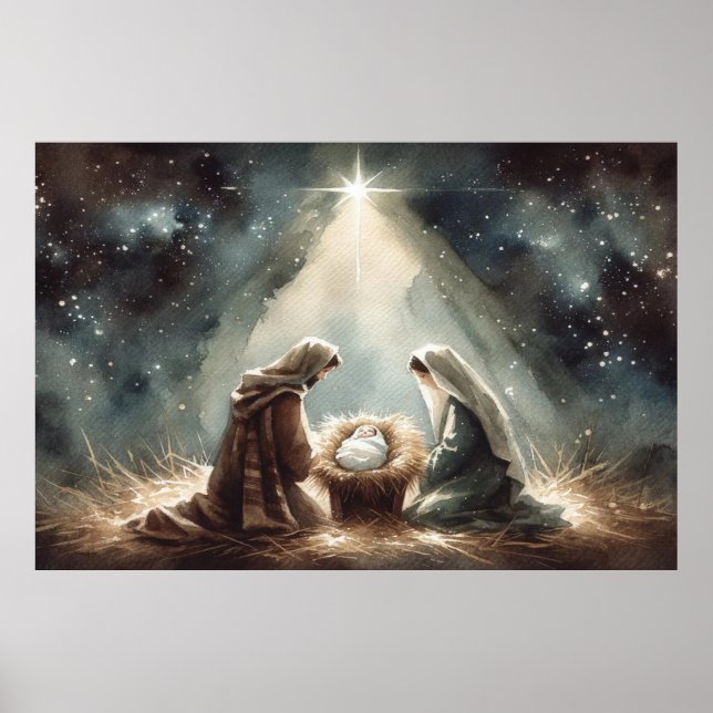 Mary & Joseph Birth of Jesus Kristus Print Poster (Framsidan)