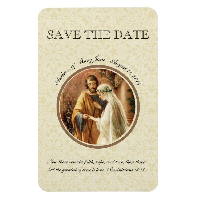 Mary Joseph Catholique SAVE THE DATE Bröllop Magnet (Vertikal)