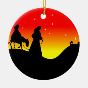 Mary & Joseph Julgransprydnad Keramik