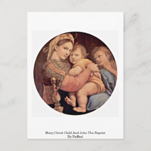 Mary, Kristus Child och John Baptist av Raffael Vykort