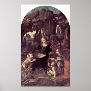 Mary, Kristusbarn och ängel av Leonardo Da Vinci Poster