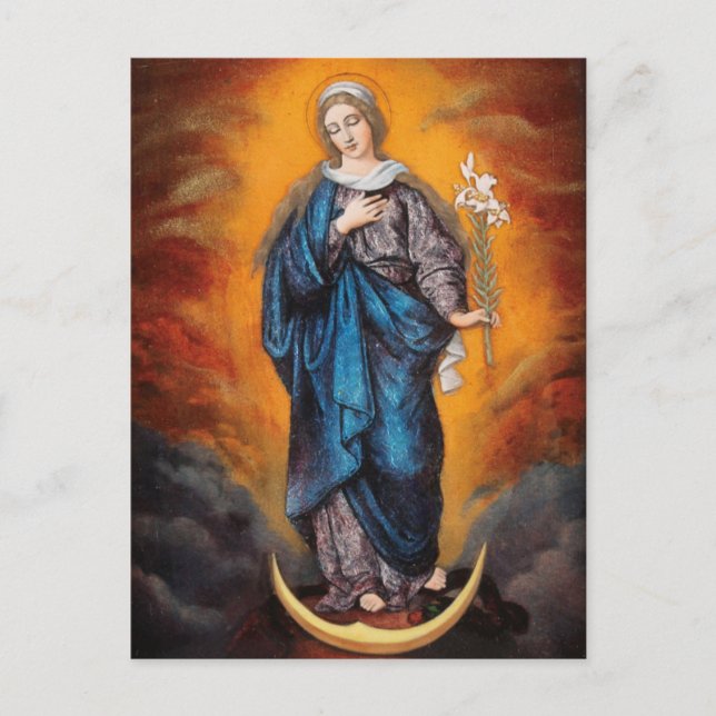 Mary, Madonna Lily, Crescent Måne Vykort (Framsida)