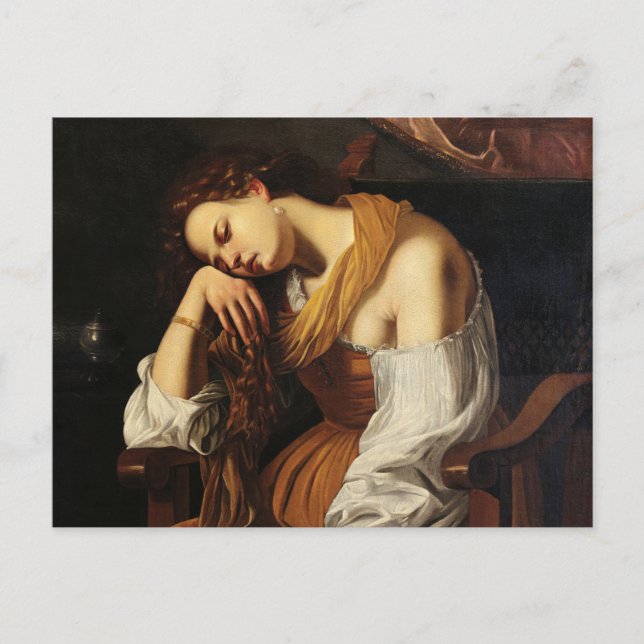 Mary Magdalene as Melancholy av Artemisia Gentiles Vykort (Framsida)