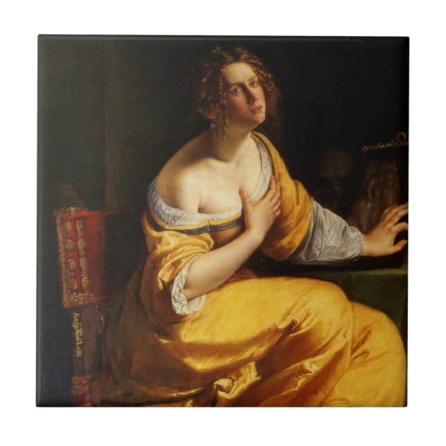 Mary Magdalene (av Artemisia Gentileschi) Kakelplatta (Framsidan)