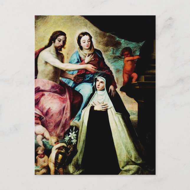 Mary Magdalene de Pazzi av Pedro de Moya Vykort (Framsida)