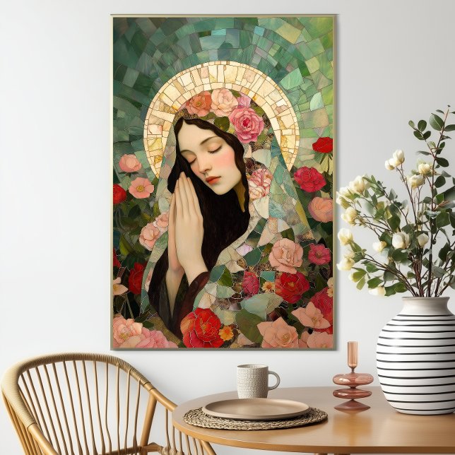 Mary Magdalene Floral Roses Mosaic Art Poster (Skapare uppladdad)