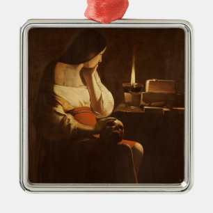 Mary Magdalene med en natt tänder, 1630-35 Julgransprydnad Metall