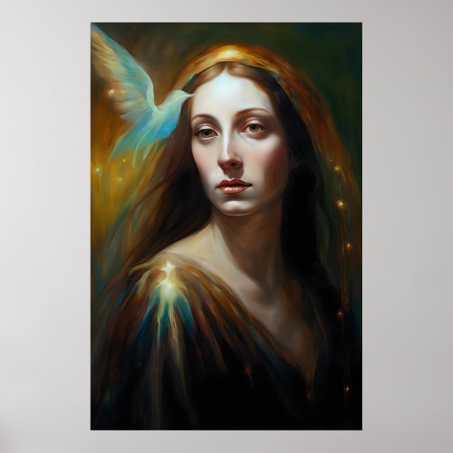 Mary Magdalene och en fågellig Poster (Framsidan)