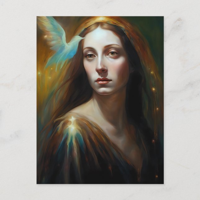 Mary Magdalene och en fågellig Vykort (Framsida)