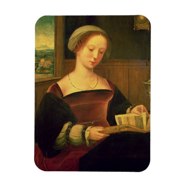 Mary Magdalene Reading (olja på panelen) Magnet (Vertikal)