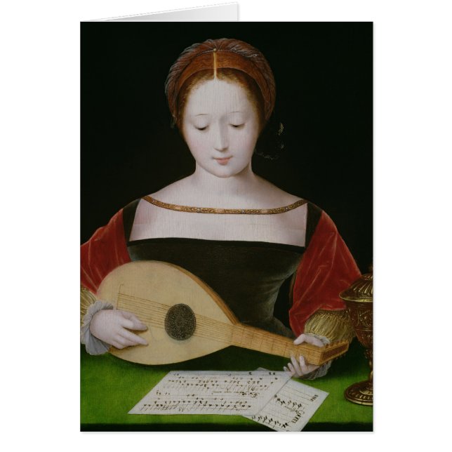 Mary Magdalene som leker en Lute Hälsningskort (Framsidan)