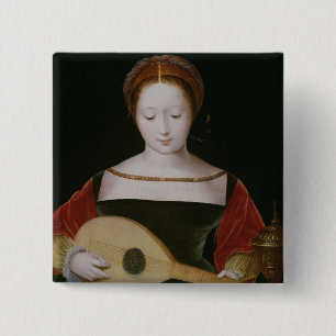 Mary Magdalene som leker en Lute Knapp