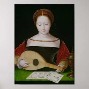 Mary Magdalene spelar en lute Poster