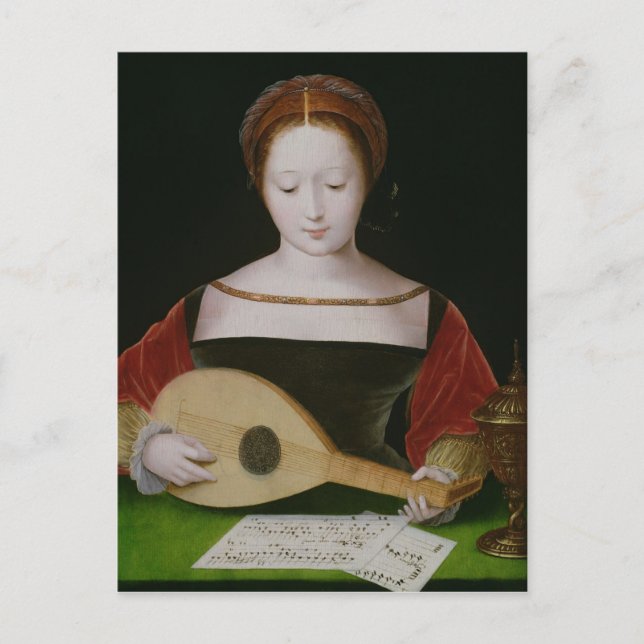 Mary Magdalene spelar en lute Vykort (Framsida)