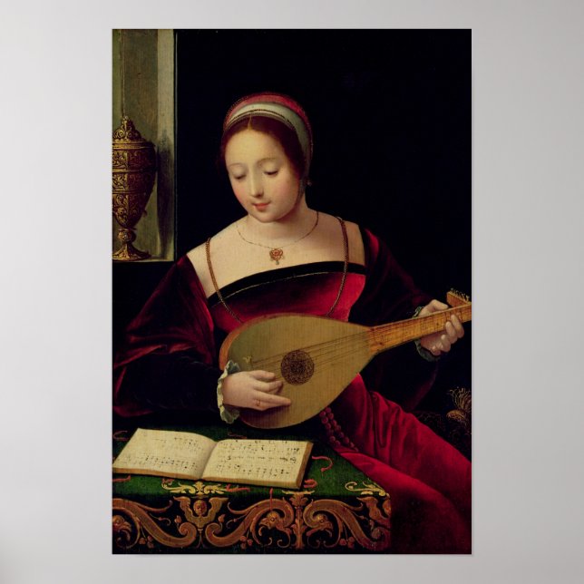 Mary Magdalene spelar lute Poster (Framsidan)