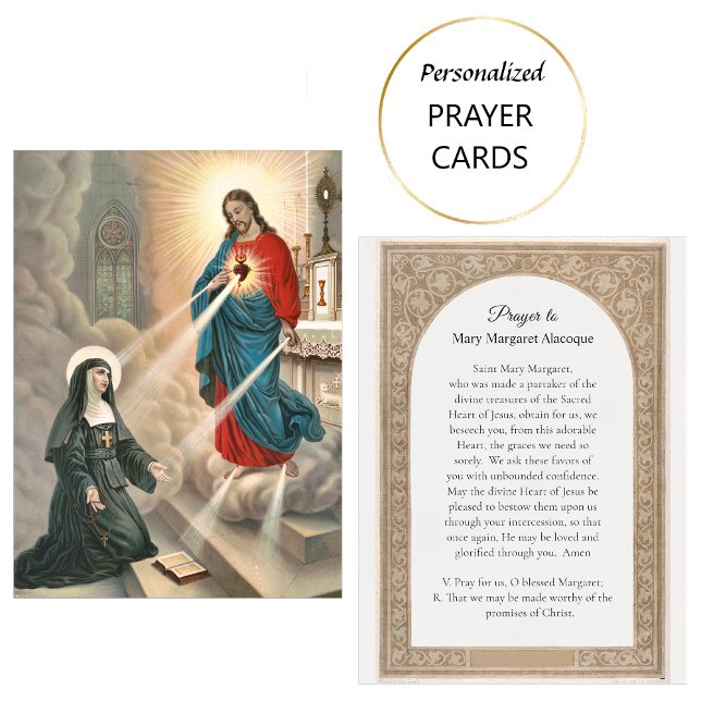 Mary Margaret Alacoque Roman Prayer Card Placeringskort (Skapare uppladdad)