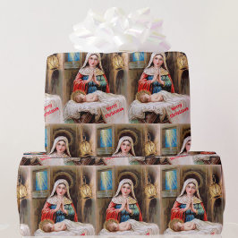 Mary med Baby Jesus Vintage Card Reproduction Presentpapper