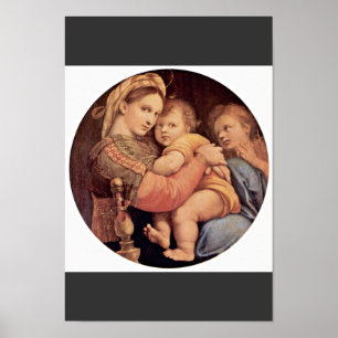 Mary med Kristusbarnet och John The Baptist Tondo Poster