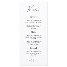 Mary - Minimalist Elegant bröllop Menu
