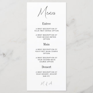 Mary - Minimalist Elegant bröllop Menu Meny