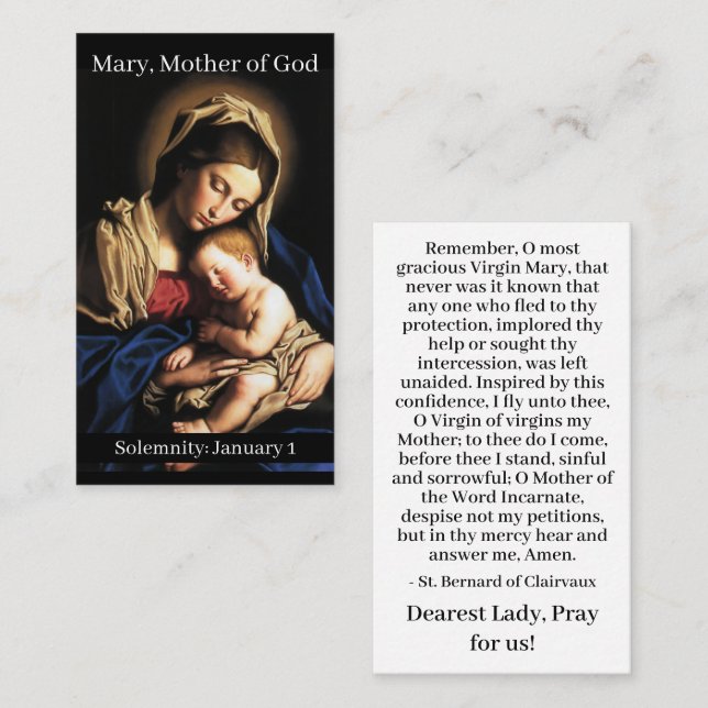 Mary, Mor av Guds Prayer Card (Fram/baksida)