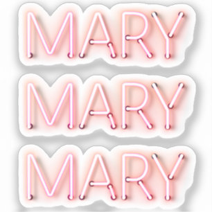 Mary Namn i Glowing Neon Ljus x3 Klistermärken