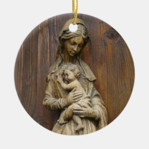 Mary och Baby Jesus Julgransprydnad Keramik