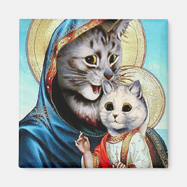Mary och Baby Jesus Kattunge Magnet (Framsidan)