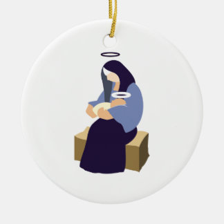 Mary och babyJesus prydnad Julgransprydnad Keramik