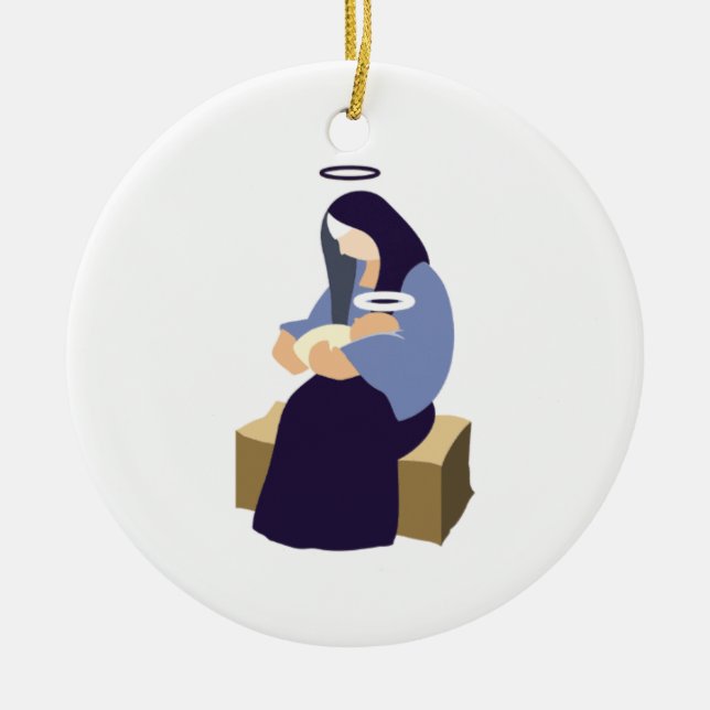 Mary och babyJesus prydnad Julgransprydnad Keramik (Framsidan)