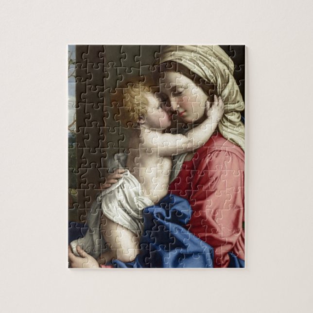 Mary och bebisJesus konst Pussel (Vertikal)