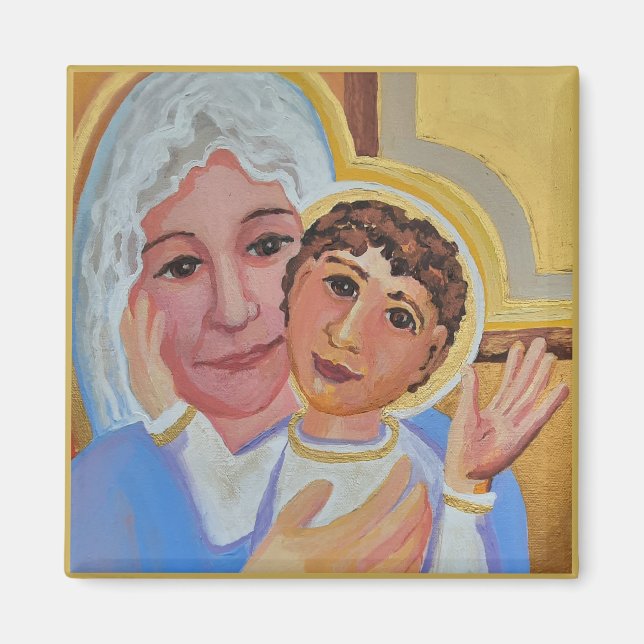 Mary och Child Jesus Magnet (Framsidan)