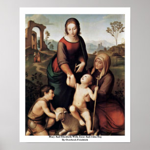Mary och Elizabeth med Jesus och John-Pojken Poster