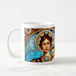 Mary och Jesus Art och citat Kaffemugg